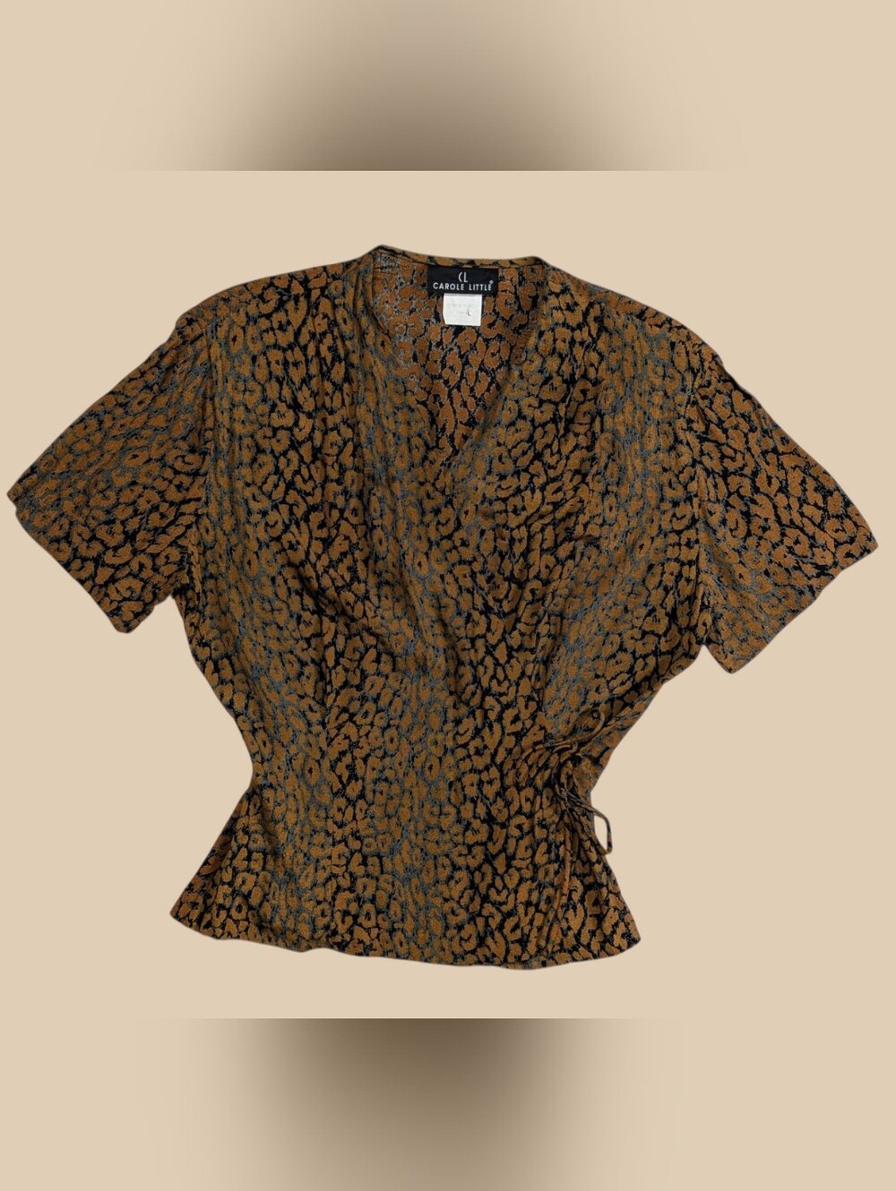 Carole Little Brown & Black Leopard-Print Wrap Blouse